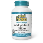 ناتشورال فاكتورز – أسيدوفيلوس وبيفيدوس، تركيز مزدوج – 90 كبسولة - Natural Factors Acidophilus & Bifidus Double Strength – 10 Billion CFU – 90 Capsules
